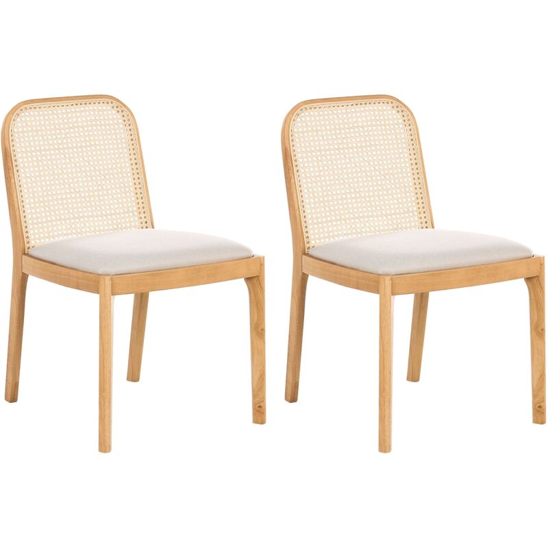 Set of 2 Dining Chairs EDINA Light Brown