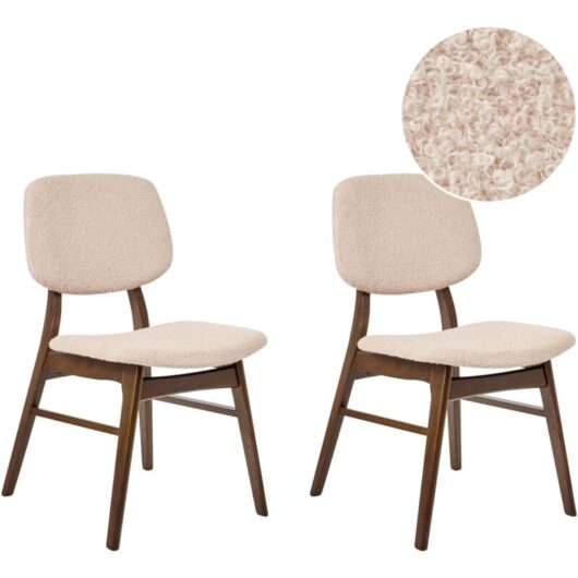 Set of 2 Dining Chairs ELAINE Wood Dark Brown/ Beige