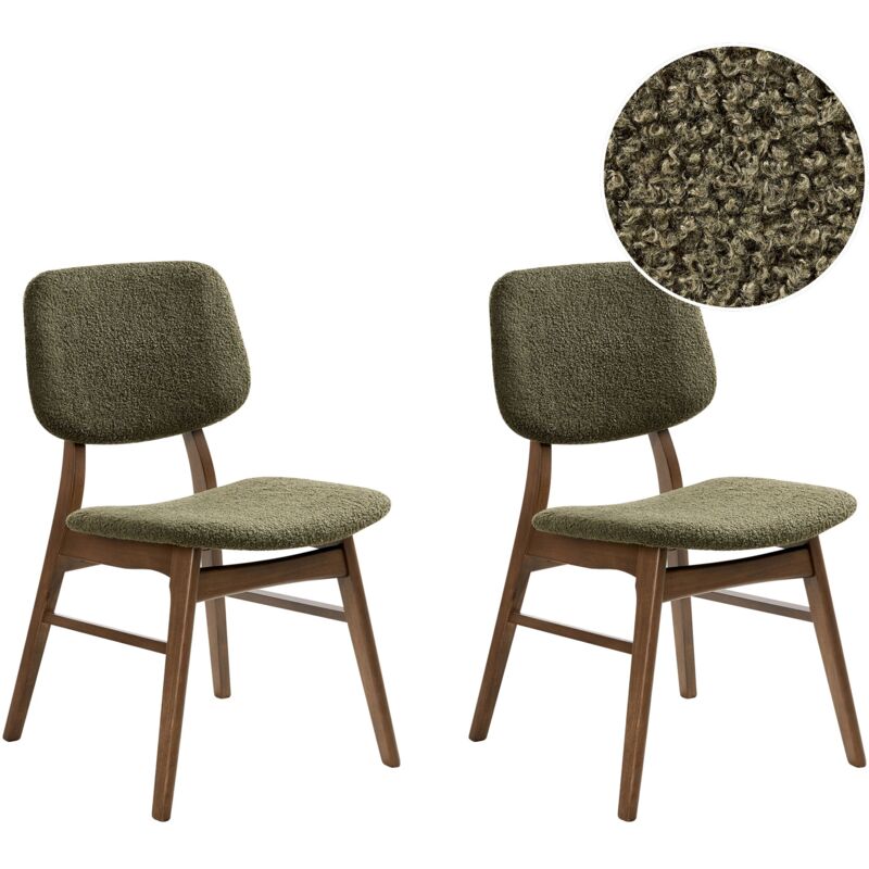 Set of 2 Dining Chairs ELAINE Wood Dark Brown/ Green