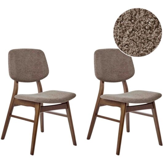 Set of 2 Dining Chairs ELAINE Wood Dark Brown/ Taupe
