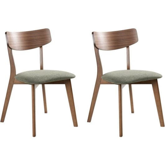 Set of 2 Dining Chairs HOPE Wood Dark Brown/ Green