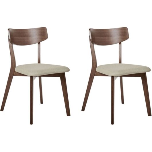 Set of 2 Dining Chairs HOPE Wood Light Beige