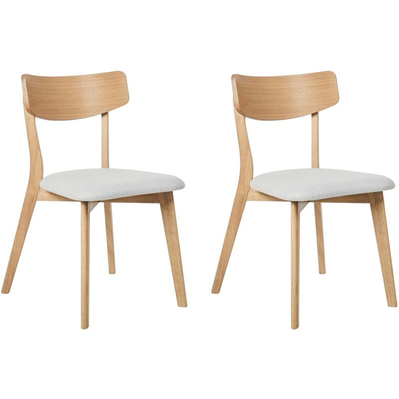 Set of 2 Dining Chairs HOPE Wood Light Grey