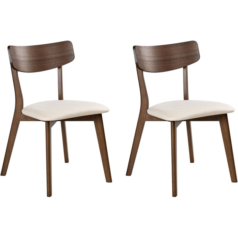 Set of 2 Dining Chairs HOPE Wood Off-White/ Dark Brown