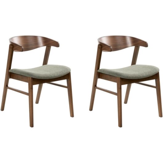 Set of 2 Dining Chairs LILLY Dark Brown/ Green