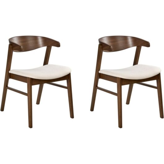 Set of 2 Dining Chairs LILLY Off-White/ Dark Brown