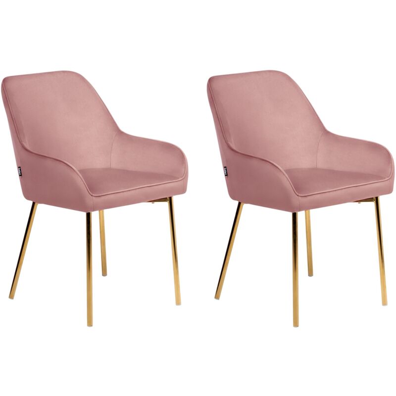Set of 2 Dining Chairs LOVERNA Velvet Pink