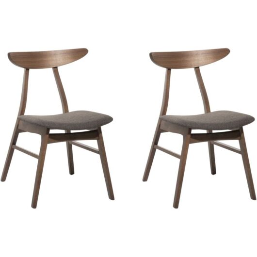 Set of 2 Dining Chairs LYNN Wood Dark Brown/ Grey