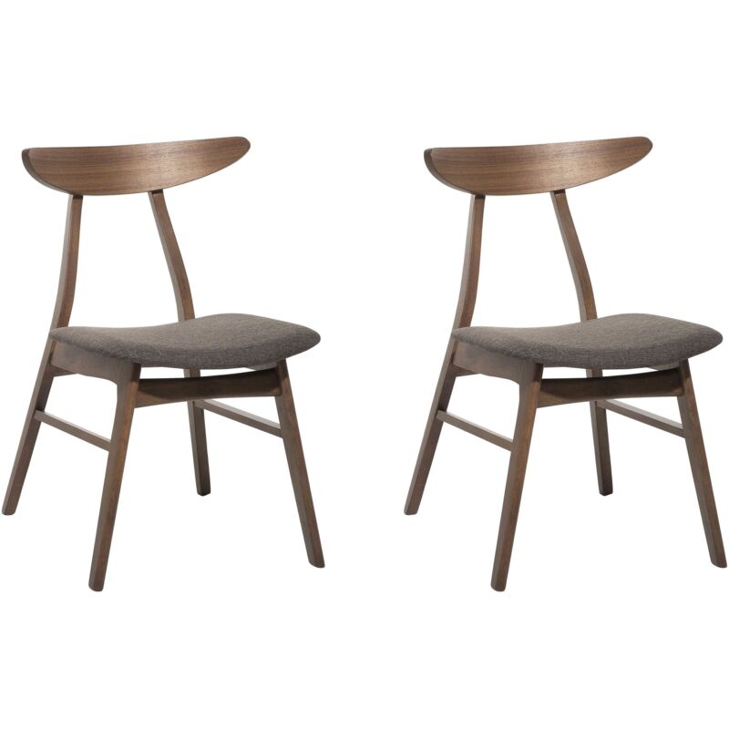Set of 2 Dining Chairs LYNN Wood Dark Brown/ Grey
