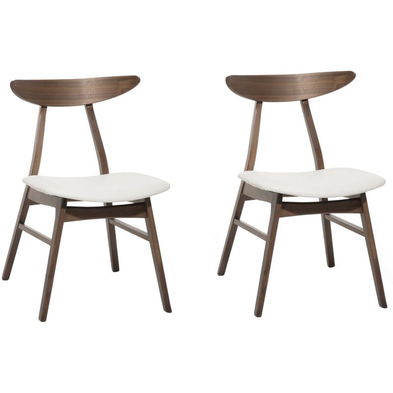 Set of 2 Dining Chairs LYNN Wood Dark Brown/ White