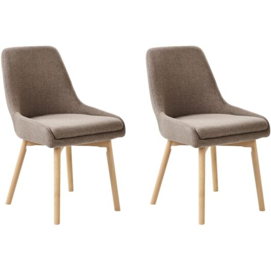 Set of 2 Dining Chairs MELFORT Fabric Brown