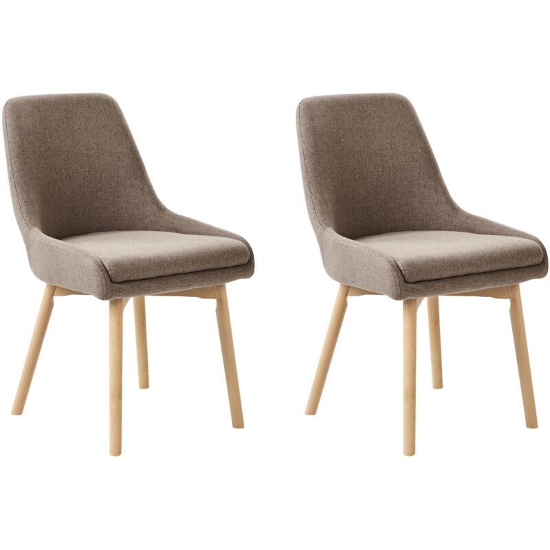 Set of 2 Dining Chairs MELFORT Fabric Brown