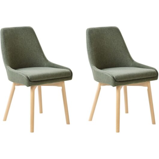 Set of 2 Dining Chairs MELFORT Fabric Dark Green