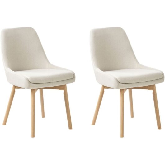 Set of 2 Dining Chairs MELFORT Fabric Off-White