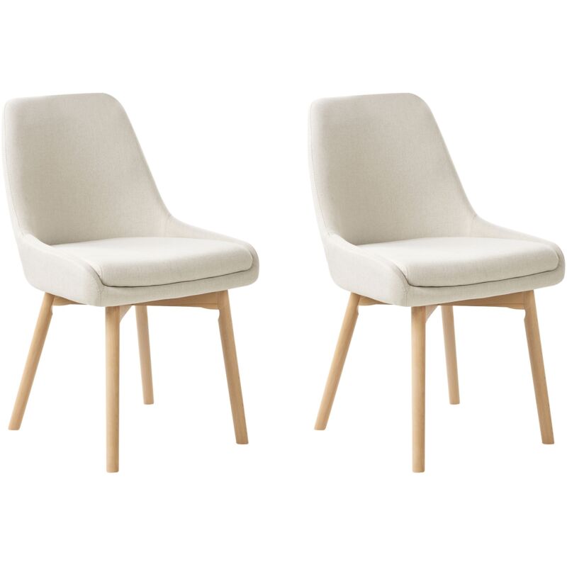 Set of 2 Dining Chairs MELFORT Fabric Off-White