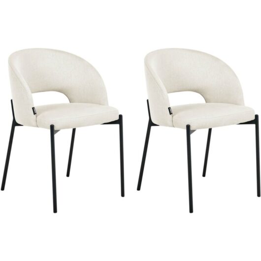 Set of 2 Dining Chairs PENNY Fabric Light Beige