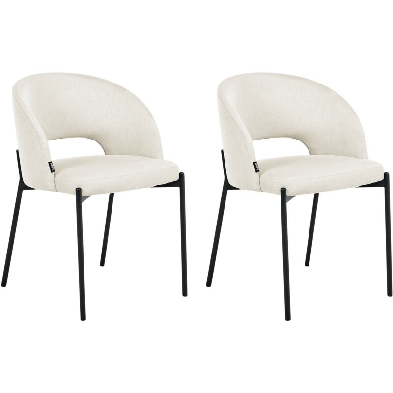 Set of 2 Dining Chairs PENNY Fabric Light Beige