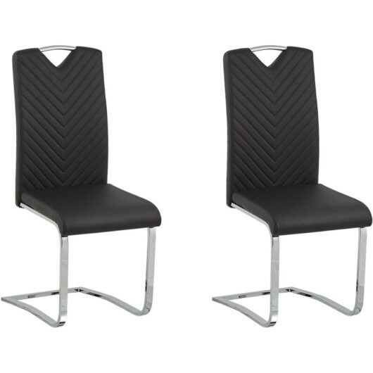 Set of 2 Dining Chairs PICKNES Faux Leather Black