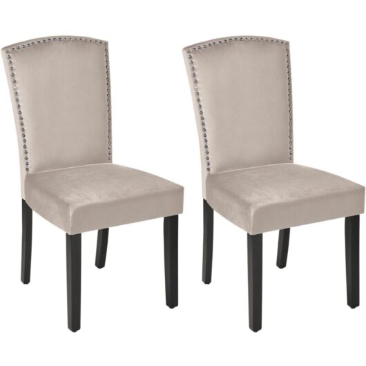 Set of 2 Dining Chairs PISECO Velvet Grey