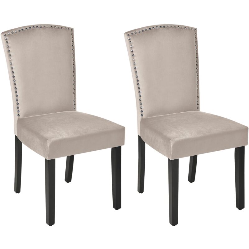Set of 2 Dining Chairs PISECO Velvet Grey
