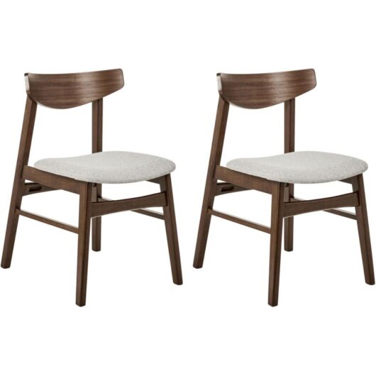 Set of 2 Dining Chairs SMILEY Wood Light Grey