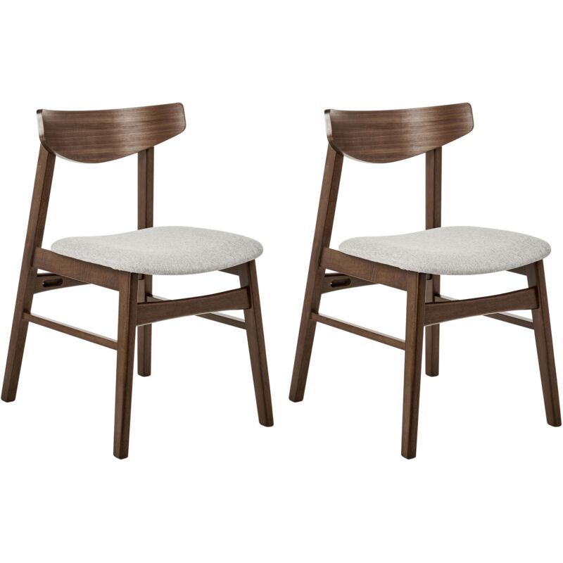 Set of 2 Dining Chairs SMILEY Wood Light Grey