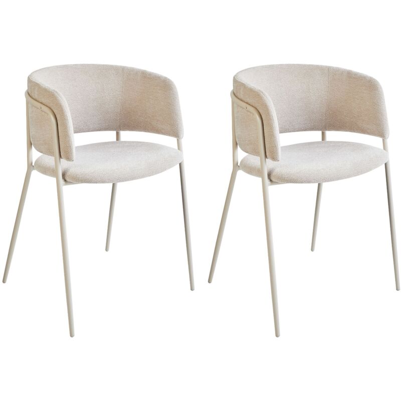 Set of 2 Dining Chairs SPRINGER Chenille Light Beige