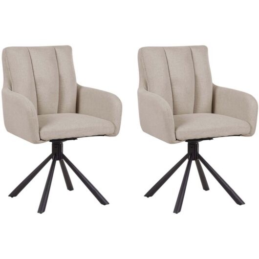 Set of 2 Dining Chairs Swivel SARDOAL Taupe