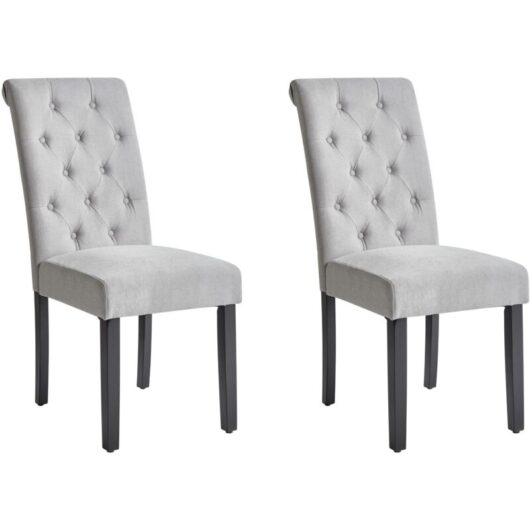 Set of 2 Dining Chairs VELVA Fabric Grey