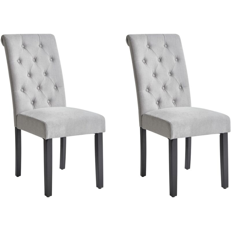 Set of 2 Dining Chairs VELVA Fabric Grey