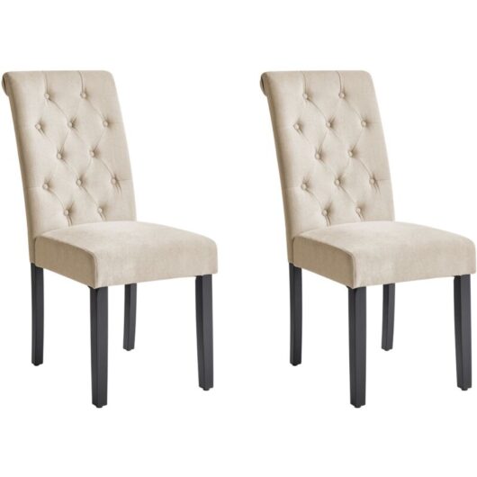 Set of 2 Dining Chairs VELVA Fabric Sand Beige