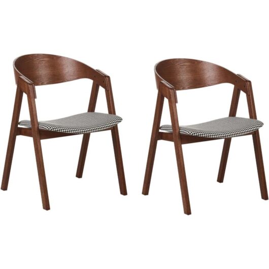Set of 2 Dining Chairs YUBA Wood Black/ White