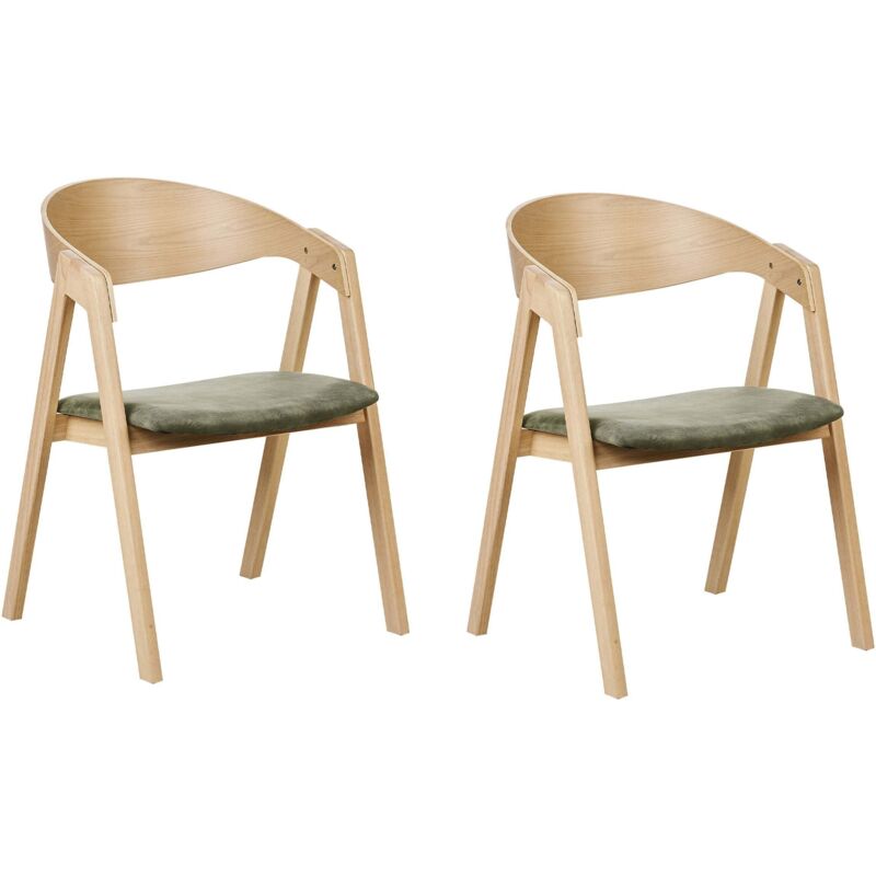 Set of 2 Dining Chairs YUBA Wood Dark Green