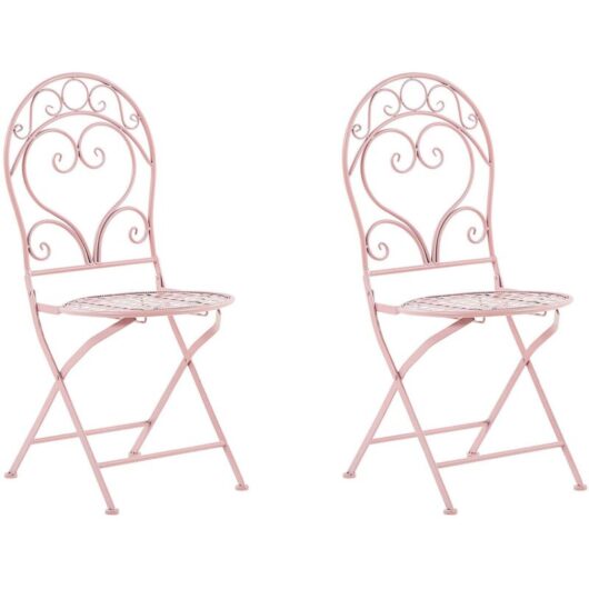 Set of 2 Garden Chairs ALBINIA Metal Pink
