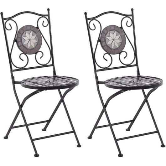 Set of 2 Garden Chairs CARIATI Metal Black
