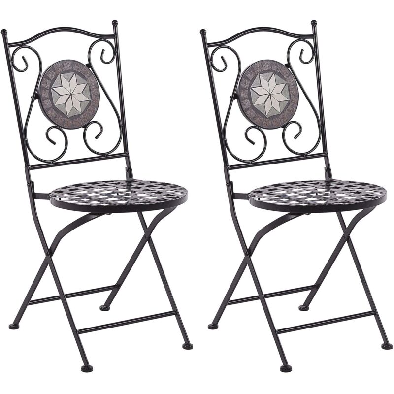 Set of 2 Garden Chairs CARIATI Metal Black