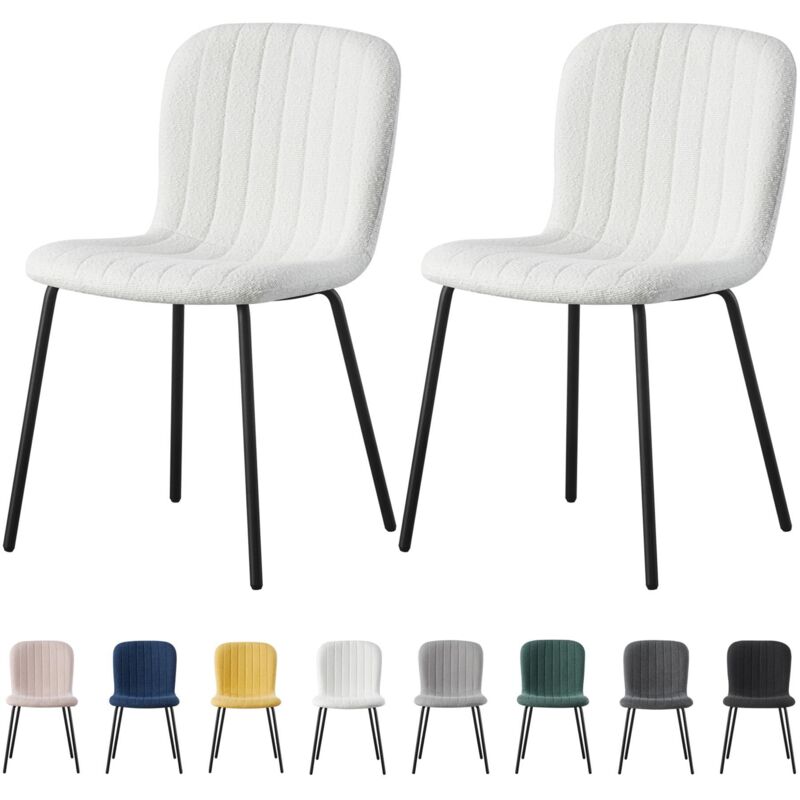 Set of 2 Soft Fabric Dining Chairs with Upholstered Seat and Metal Legs for Dining Room, Living Room and Kitchen Room - New Bella beige - Mcc Direct