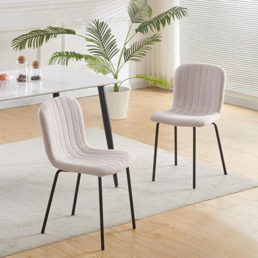 Set of 2 Soft Fabric Dining Chairs with Upholstered Seat and Metal Legs for Dining Room, Living Room and Kitchen Room - New Bella pink - Mcc Direct