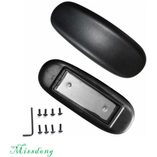 Set of 2 universal replacement armrest pads for office chairs with mounting hole, black, 10.2 cm x 14 cm