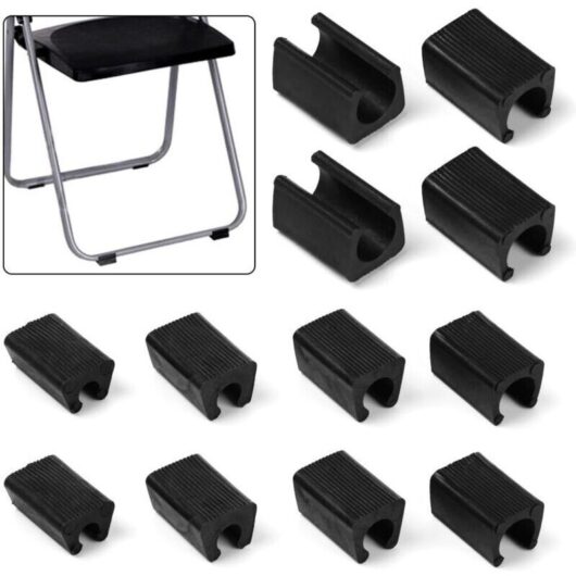 Set of 24 U-shaped plastic chair legs, 12 mm diameter, black, for tubular chairs