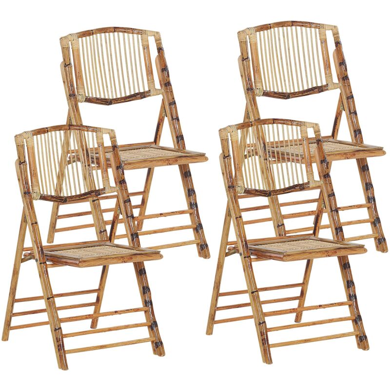 Set of 4 Dining Chairs Folding TRENTOR Bamboo Wood Natural