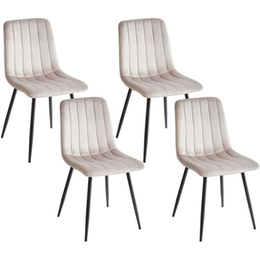 Set of 4 Dining Chairs KALISPELL Velvet Beige