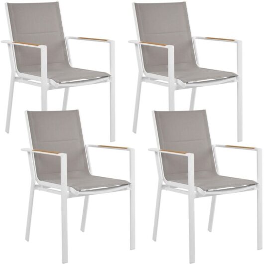 Set of 4 Garden Chairs BUSSETO Metal Grey