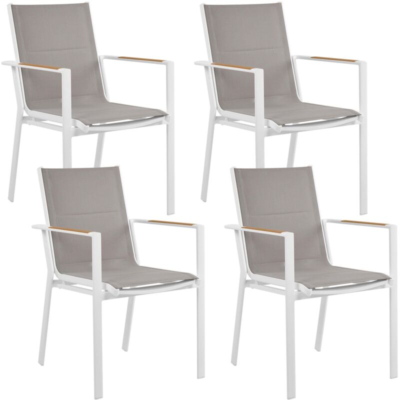 Set of 4 Garden Chairs BUSSETO Metal Grey