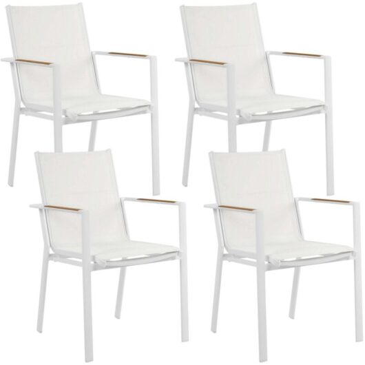 Set of 4 Garden Chairs BUSSETO Metal White