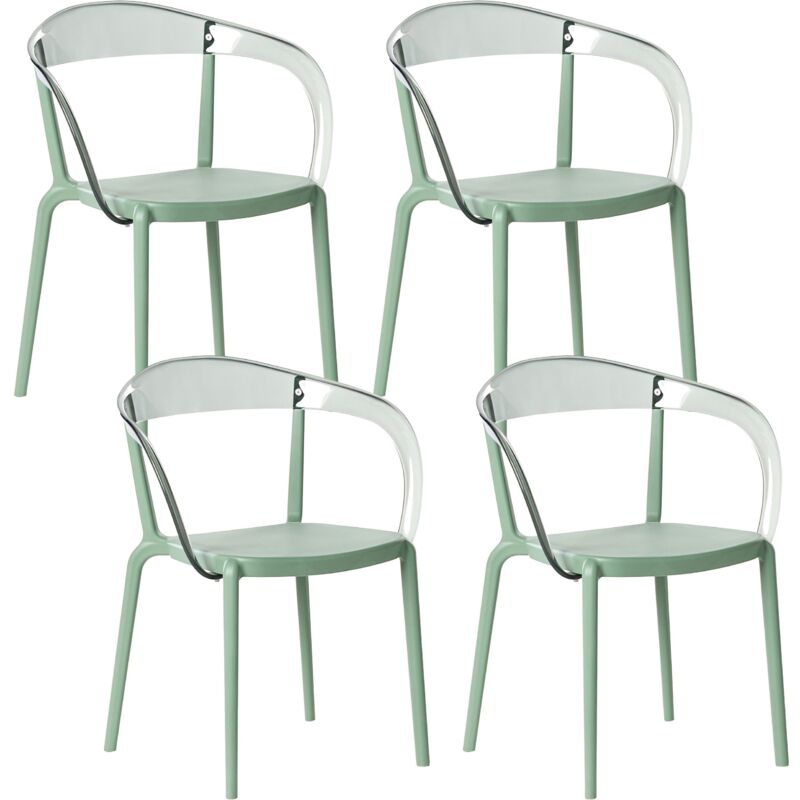 Set of 4 Garden Chairs Green Synthetic Material Plastic Indoor Outdoor Garden with Armrests Dining Room Modern Minimalist Style MALEVIZI
