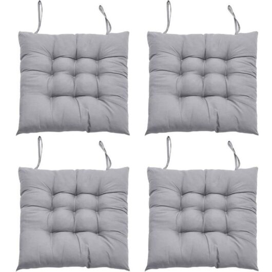 Set of 4 chair cushions with ties - Comfortable - 40 x 40 cm - For office chairs, garden, balcony, indoor and outdoor use - For dining room, living