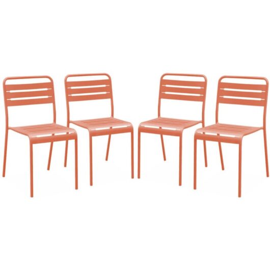 Set of 4 stackable steel garden chairs Tomette pink 44x52x79 cm - Amelia