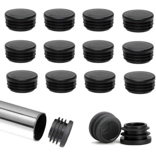 Set of 40 Round Winged Chair Leg Protectors, 22mm Round Plastic, Black Tube End, Furniture Glides, Suitable for Chairs and Sofas