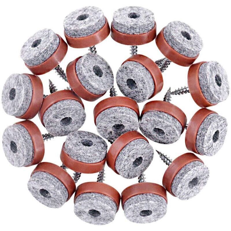 Set of 52 non-slip felt furniture pads with screw-in felt pads for wooden chair, table, and sofa legs, brown, 20 mm